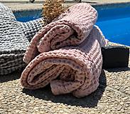 Úžitkový textil - Vaflový ľanový uterák (65x95cm - Ružová) - 10877199_
