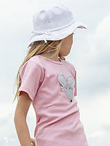 Detské oblečenie - ružové tričko MYŠKA SIVÁ 86 - 134 (dlhý aj krátky rukáv) - 10880160_