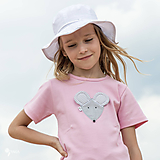 Detské oblečenie - ružové tričko MYŠKA SIVÁ 86 - 134 (dlhý aj krátky rukáv) - 10880162_