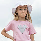 Detské oblečenie - ružové tričko MYŠKA SIVÁ 86 - 134 (dlhý aj krátky rukáv) - 10880166_