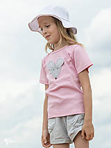 Detské oblečenie - ružové tričko MYŠKA SIVÁ 86 - 134 (dlhý aj krátky rukáv) - 10880171_