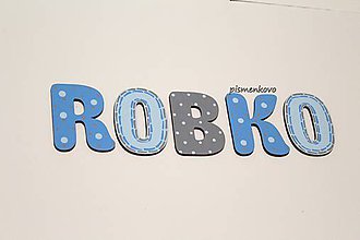 Tabuľky - Modručké drevené písmenká ROBKO - 10878765_