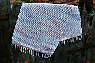 Úžitkový textil - Tkaný koberec bielo-maslovo-jemne melírovaný - 10884816_