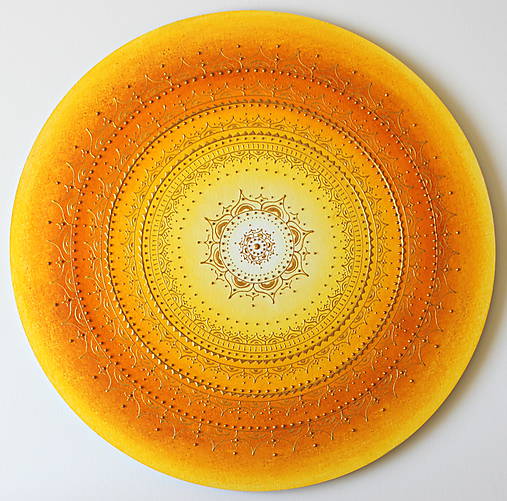 Obrazy - SLNEČNÁ MANDALA (kvet šťastia) Ø 60 - 10888705_