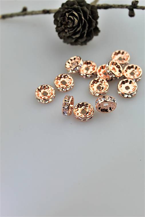 Korálky - korálka štras 10mm - farba červené zlato - 10889312_