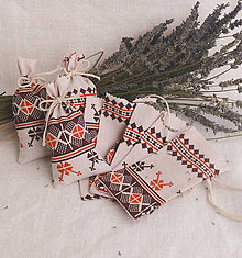 Úžitkový textil - Vrecúško na levanduľu (béžové s ornamentom) - 10891164_
