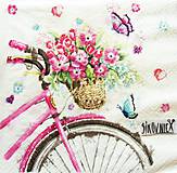 Papier - S1419 - Servítky - bike, bicykel, kvety, kytica, motýľ - 10894894_