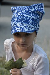 Detské čiapky - Letná pružná šatka so šiltom Vtáčiky / folk - 10894281_