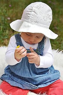 Detské čiapky - Letný utraľahký  klobúk batist &  kvietočky - 10897556_