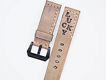 Náramky - Hnedý kožený remienok s textom na hodinky GARMIN Fenix 3, Garmin Fenix 5/5S/5X - 10900111_
