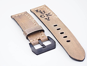 Náramky - Hnedý kožený remienok s textom na hodinky GARMIN Fenix 3, Garmin Fenix 5/5S/5X - 10900110_