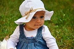 Detské čiapky - Klobúčik 100% ľan/juta natural biela (detský do veľk.52) - 10898216_