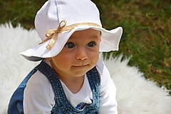 Detské čiapky - Klobúčik 100% ľan/juta natural biela (detský do veľk.52) - 10898219_