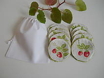 Úžitkový textil - Odličovacie tampóny - Zelené froté s jahodami - 10900911_