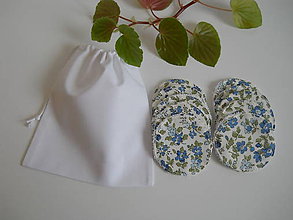 Úžitkový textil - Odličovacie tampóny - Biele froté s modrými kvetinkami - 10900899_