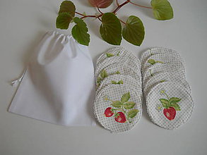 Úžitkový textil - Odličovacie tampóny - Biele froté s jahodami - 10900927_