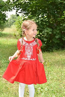 Detské oblečenie - Detské šaty s ľudovým motívom Slovenská ornamentika FOLK (116/122) - 10903693_