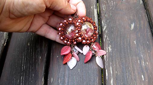 Náušnice - Obšívané kvietkové živicové (AKCIA Obšívané čerešienky s lístkami č.849) - 10901292_