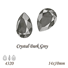 Korálky - SWAROVSKI® ELEMENTS 4320 Pear Rhinestone - Crystal Dark Grey, 14x10, bal.1ks - 10901156_