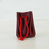 Peňaženky - Kožený mešec - malý - červenohnedý s hnědou šnúrkou - 10905473_