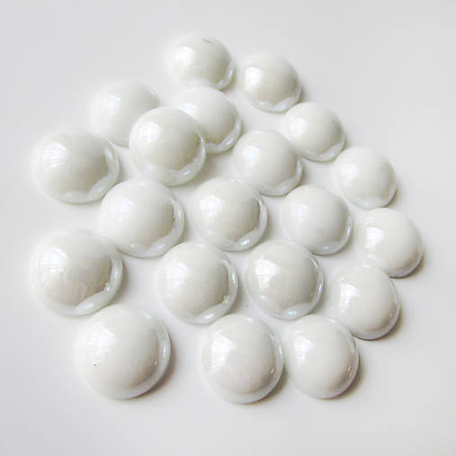 Sklenený perleťový kabošon / kruh 14mm