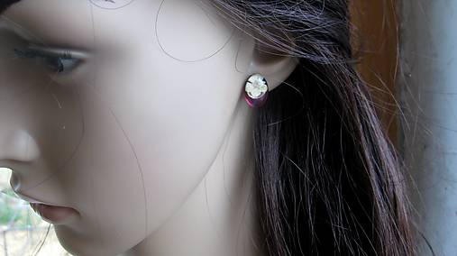 Náušnice - Živicové ováliky s kvietkami - napichovačky (s kvietkom, č. 2798) - 10905215_