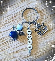 Kľúčenky - Prívesok kľúčenka pre vahy podla znamenia na kluče alebo tašku  anjelik z akvamarinu a laspiz lazuli - 10906660_