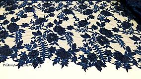 Textil - Luxusná krajková látka - Kráľovská modrá - cena za 10 cm - 10906502_