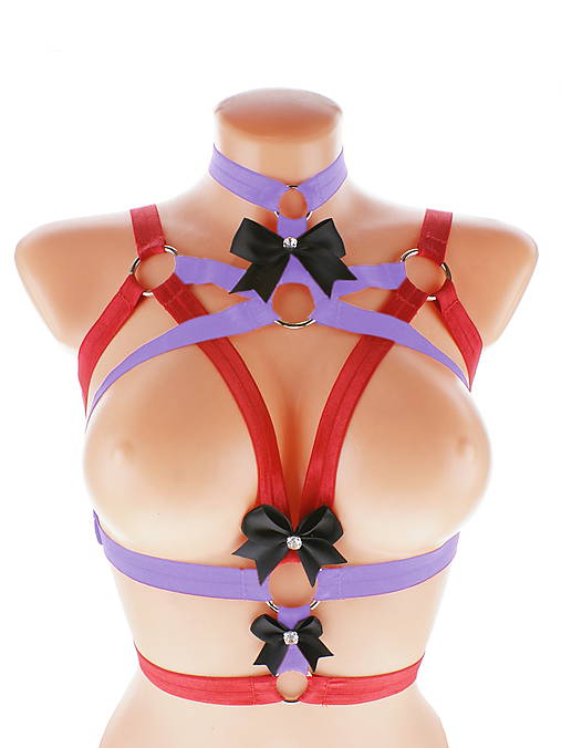 postroj bielizeň pastel gothic postroj na telo body harness lingerie E5