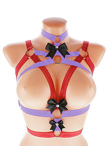 Spodná bielizeň - postroj bielizeň pastel gothic postroj na telo body harness lingerie E5 - 10911183_