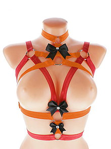 Spodná bielizeň - postroj bielizeň pastel gothic postroj na telo body harness lingerie E8 - 10911215_