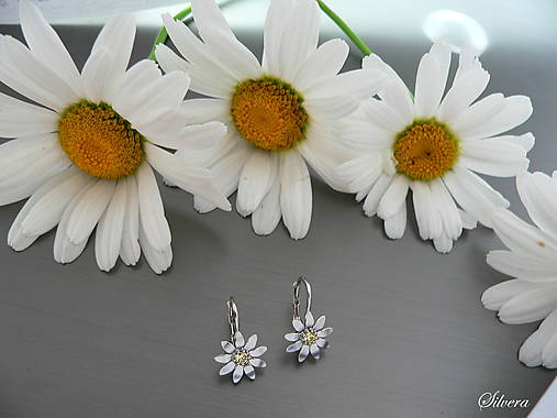 Náušnice - Strieborné 925 naušnice DAISY visiace - 10908764_