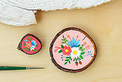 Brošne - Ručně malovaná brož s květy - sytě růžová - 10911770_
