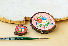 Brošne - Ručně malovaná brož s květy - sytě růžová - 10911772_