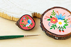 Brošne - Ručně malovaná brož s květy - sytě růžová - 10911776_