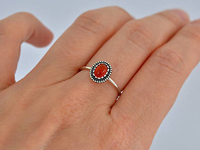Prstene - 925/1000 Strieborný prsteň s prírodným karneolom - 10912063_