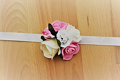 Svadobné pierka - Svadobný kvetinový náramok ružový malý - 10913208_