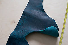 Suroviny - Zbytková koža modrá melírovaná (kus č.  2) - 10913680_