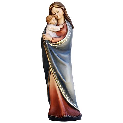  - Moderná Panna Mária a Ježiš drevená soška (15cm - Pestrofarebná) - 10915309_