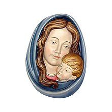 Sochy - Panna Mária a Ježiš drevený obraz (34cm - Pestrofarebná) - 10915275_
