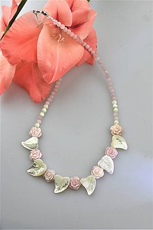 Náhrdelníky - perleť kvietky náhrdelník svadobný - 10918775_