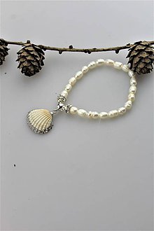 Náramky - perly náramok s mušličkou AKCIA! - 10919749_
