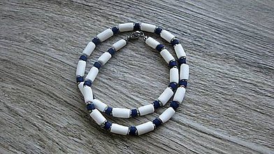 Pánske šperky - Pánsky náhrdelník okolo krku - chirurgická oceľ (bielo modrý námorník, č. 2802) - 10919293_