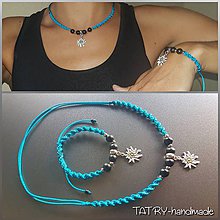 Sady šperkov - Set náhrdelník a náramok (Plesnivec - tyrkysový) - 10917342_