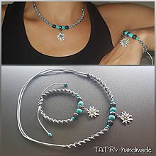 Sady šperkov - Set náhrdelník a náramok (Plesnivec - sivý) - 10917346_