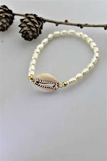 Náramky - pravé perly náramok s mušlou AKCIA! - 10920970_