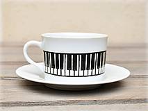 Nádoby - Porcelánová šálka s podšálkou na kávu - Piano - 10923711_