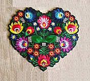 Galantéria - Nažehľovačka veľká Kvetové srdce folk 21x19cm (NZ48) - 10923695_
