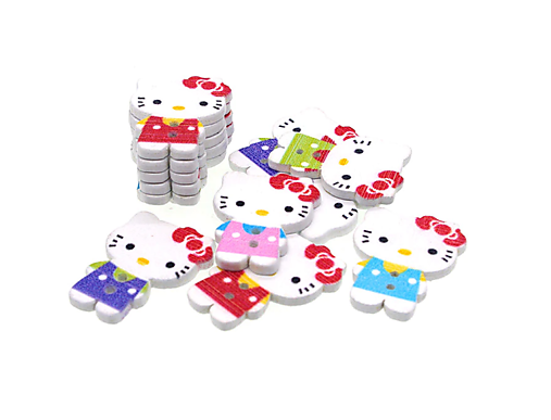 Drevený gombík Hello Kitty 5ks