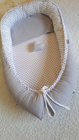Detský textil - Hniezdo pre bábätko - sivé vafle / sivá bodka v bielom  - 10931272_